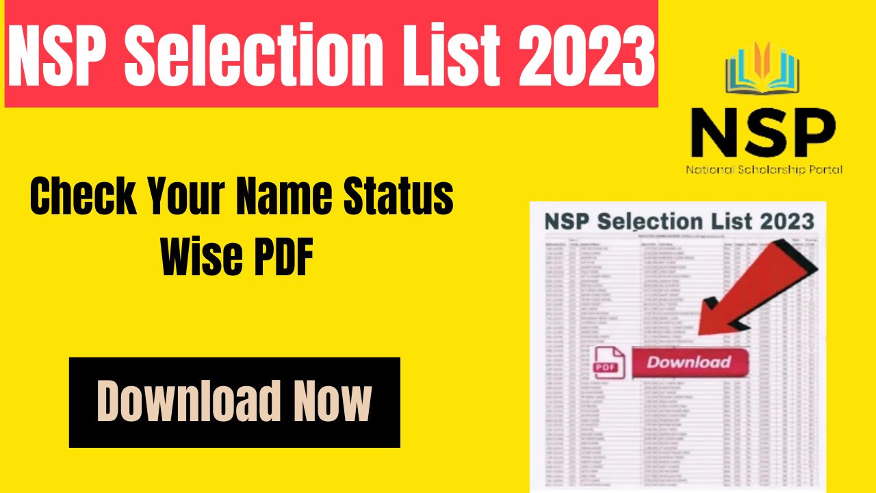 NSP Scholarship Selection List 2023 State Wise PDF Check Your Name