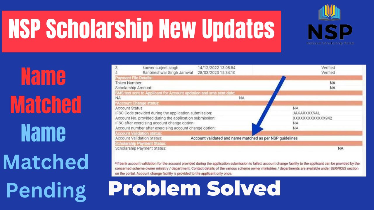 NSP Scholarship 2023 Name Matched As Per NSP Rules